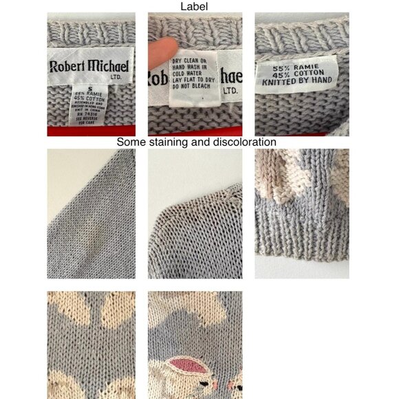 90s vintage bunny rabbit easter holiday novelty animal ugly hand knit sweater - Picture 8 of 8